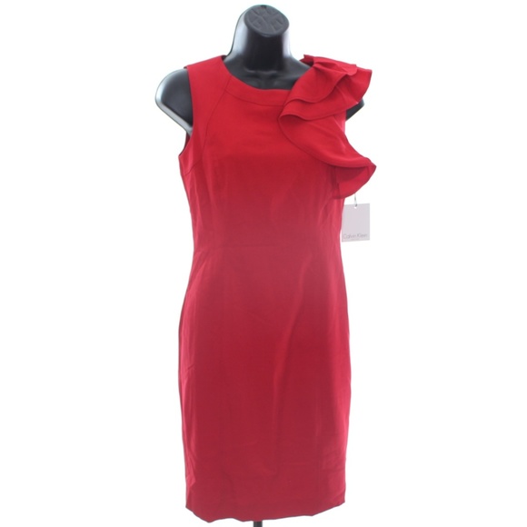 Calvin Klein Dresses & Skirts - 💙HP💙 Calvin Klein Shoulder Ruffle Sheath Dress